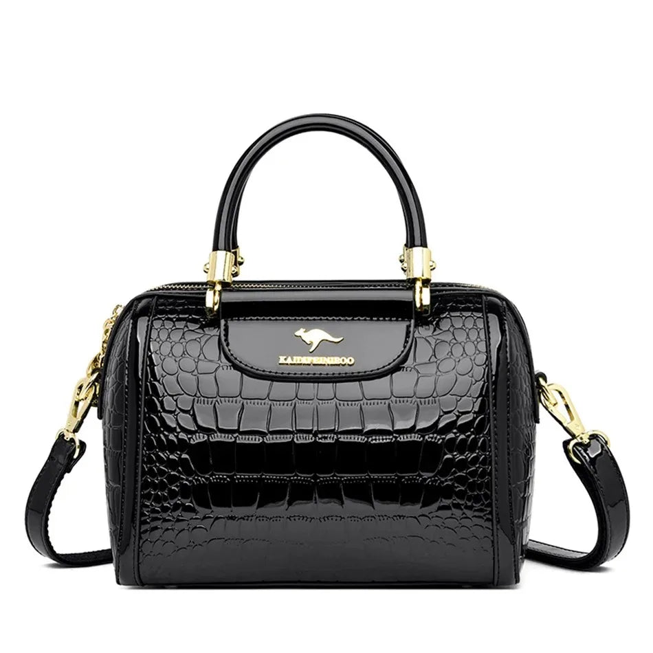 Women’s Soft Leather Luxury Handbag – Designer 3-Layer Large Capacity Shoulder & Crossbody Tote Bag