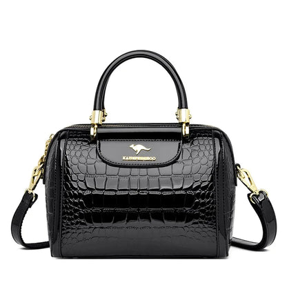 Women’s Soft Leather Luxury Handbag – Designer 3-Layer Large Capacity Shoulder & Crossbody Tote Bag