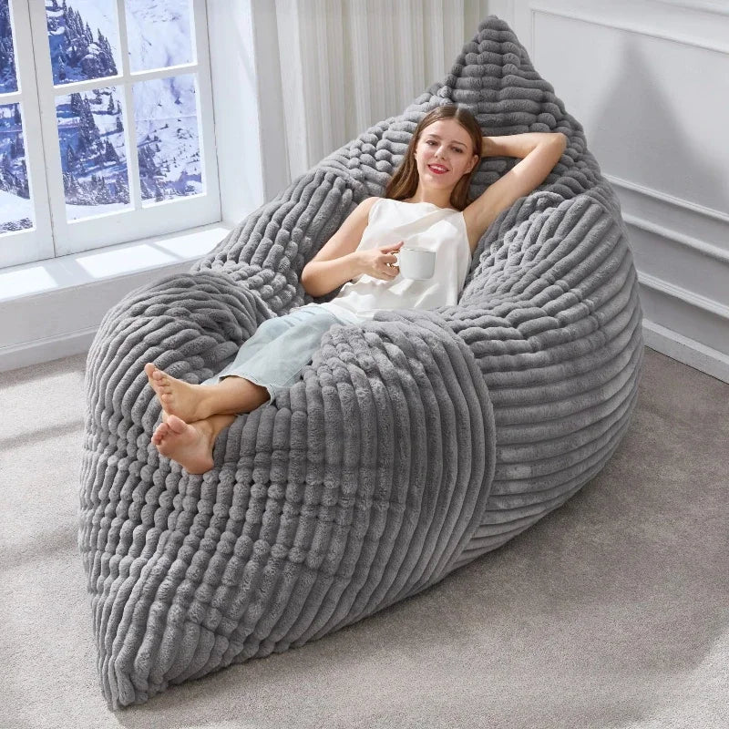 OTAUTAU Faux Fur Bean Bag Cover - 140x180cm Soft Plush Pillowsac No Filler