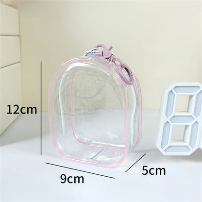 12cm Transparent PVC Doll Storage Bag – Multicolor Cartoon Keychain Display Case, Dustproof Organizer & Gift Pouch