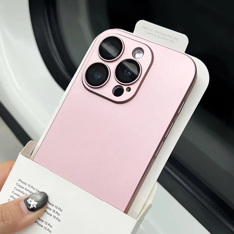 Ultra-Thin Matte iPhone Case - Slim Shockproof PC Cover with Glass Camera Protection for iPhone 11–16, Plus & Pro Max Models