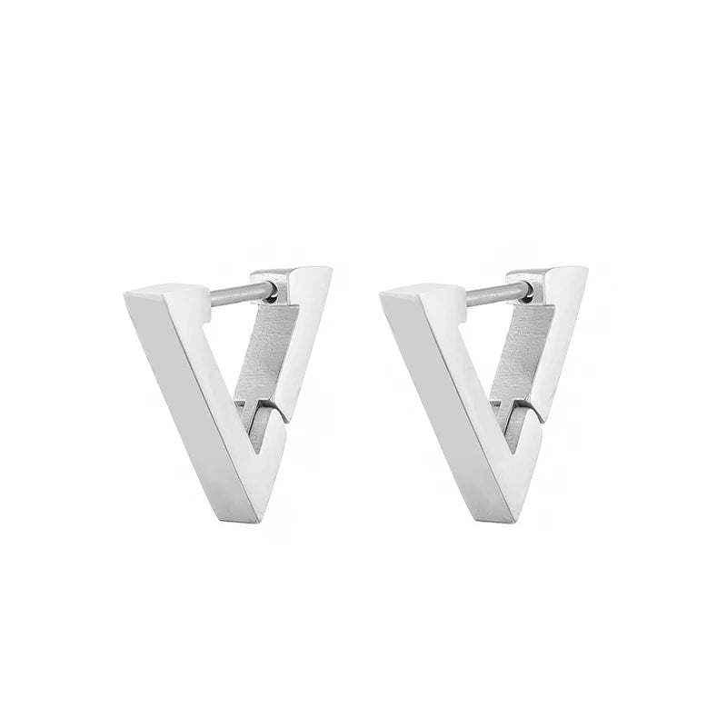 Classic Stainless Steel Hoop Earrings - Heart, Star, Oval & Geometric Punk Hip Hop Jewelry for Women & Men