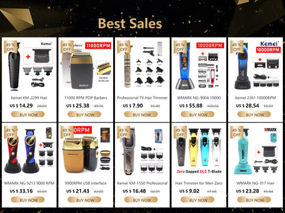 Men's Hair Trimmer – Zero Gapped DLC T-Blade, LED Display, Low Noise, Cordless Professional Hair Clipper for Finishing