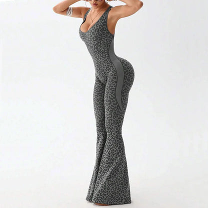 Women’s One-Piece Pad Jumpsuit Yoga Set – Flared Scrunch Workout Pants & Trendy Activewear XP10