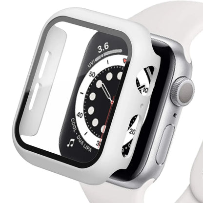 Apple Watch Tempered Glass Case - Full Cover PC Bumper Screen Protector for Series 9 8 7 6 SE 45mm 41mm 44mm 40mm