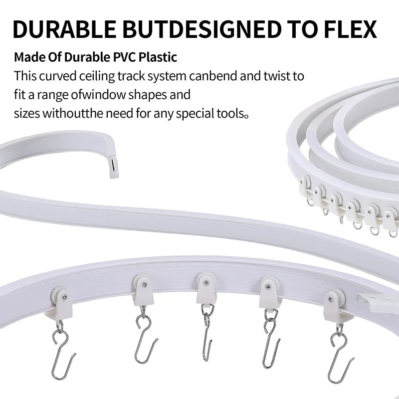 1–6M Flexible Bendable Curtain Track – Silent Ceiling Rail for Bedrooms, Bathrooms, Balconies & Room Dividers