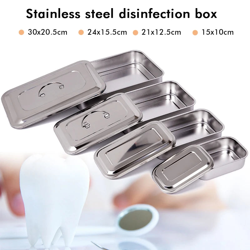 Stainless Steel Dental Instrument Tray with Lid – Medical Sterilization & Disinfection Container for Surgical Tools