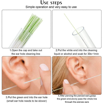 120/60pcs Ear Piercing Cleaning Tools – Disposable Ear Hole Cleaner Paper for Dirt & Odor Removal