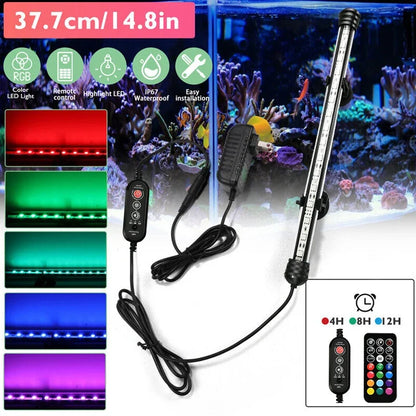 21 LED Aquarium Light with Remote Control - RGB Diving Lamp for Fish Tanks & Plant Growth - EU Plug