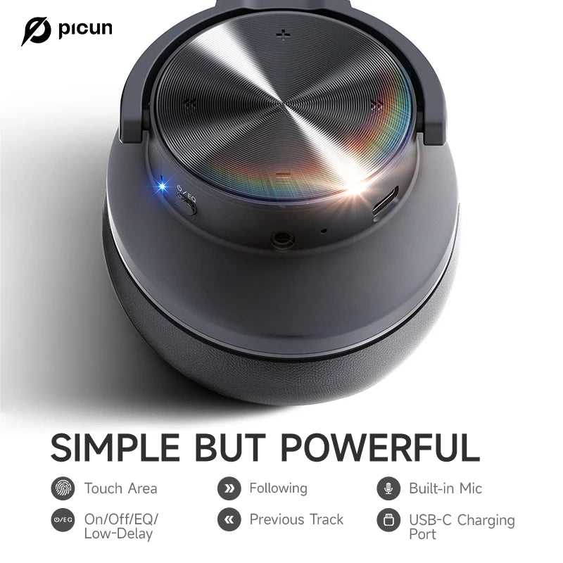 Picun B8 Bluetooth Headphones - 120H Playtime, Wireless Over-Ear Headset, 3EQ Mode, Low Latency, Hands-Free Calls