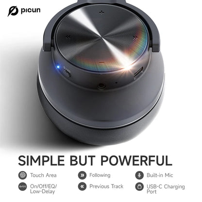 Picun B8 Bluetooth Headphones - 120H Playtime, Wireless Over-Ear Headset, 3EQ Mode, Low Latency, Hands-Free Calls