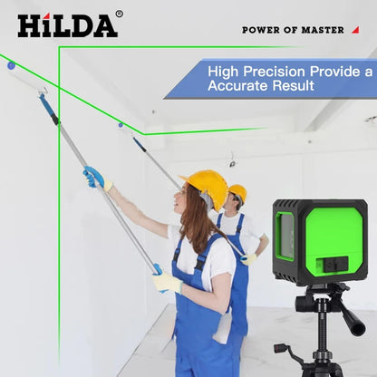 HILDA Mini Laser Level with 2 Green Beams - USB Charging, Self-Leveling Horizontal and Vertical Cross-Line