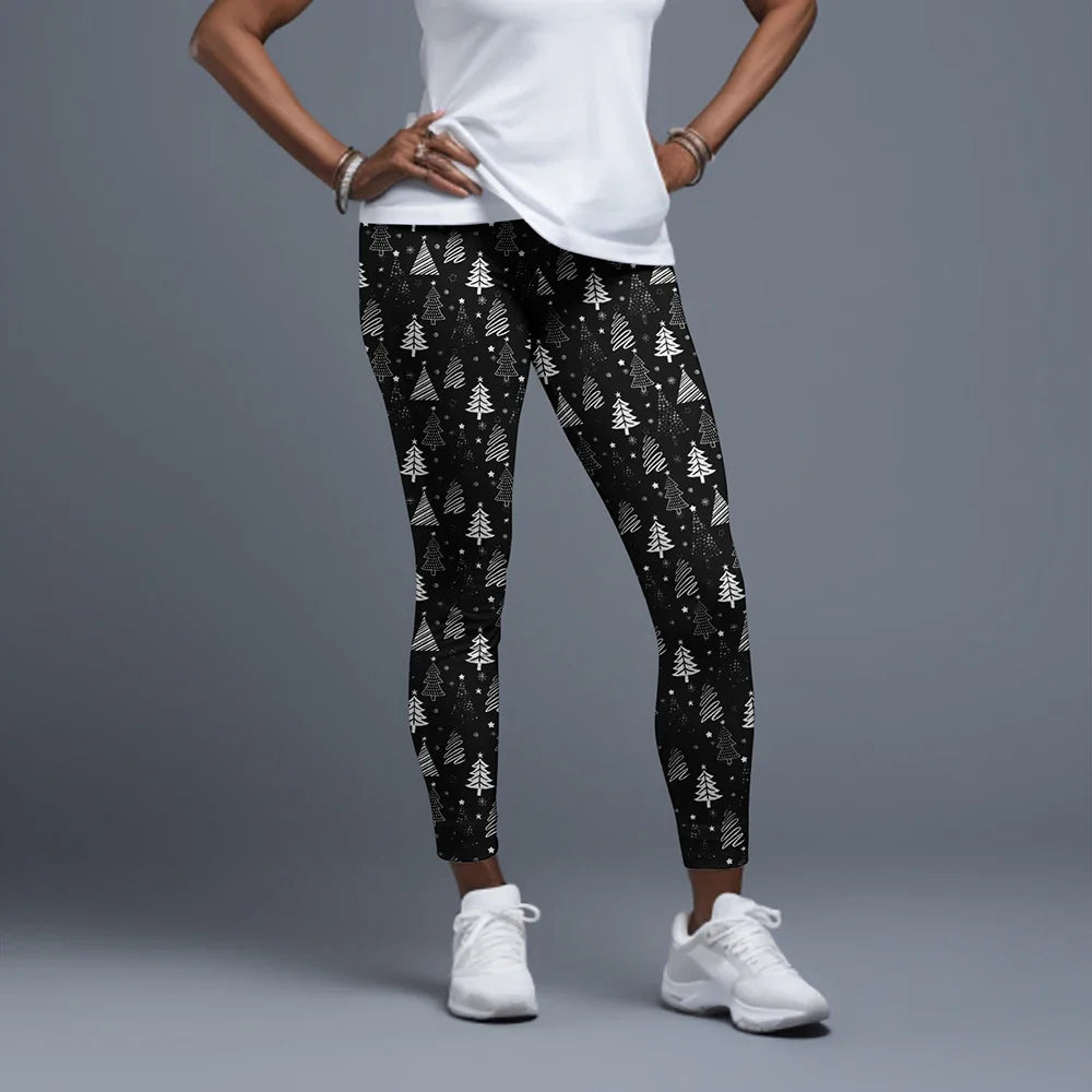 LETSFIND Women High Waist Winter Fitness Leggings, 3D Christmas Print Full Length Stretch Yoga & Casual Trousers