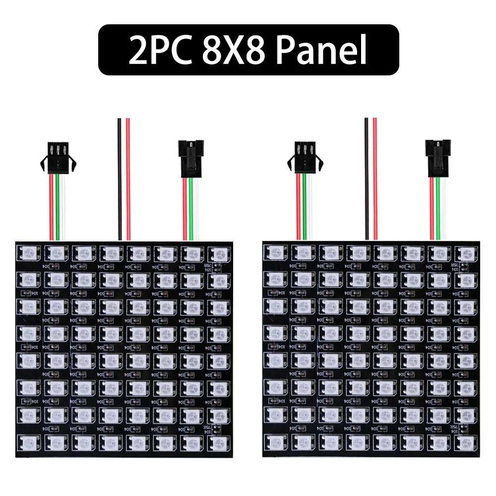 WS2812B RGB LED Pixel Matrix Panel - Individually Addressable Flexible 8×8, 16×16 or 8×32 LED Screen, DC 5V