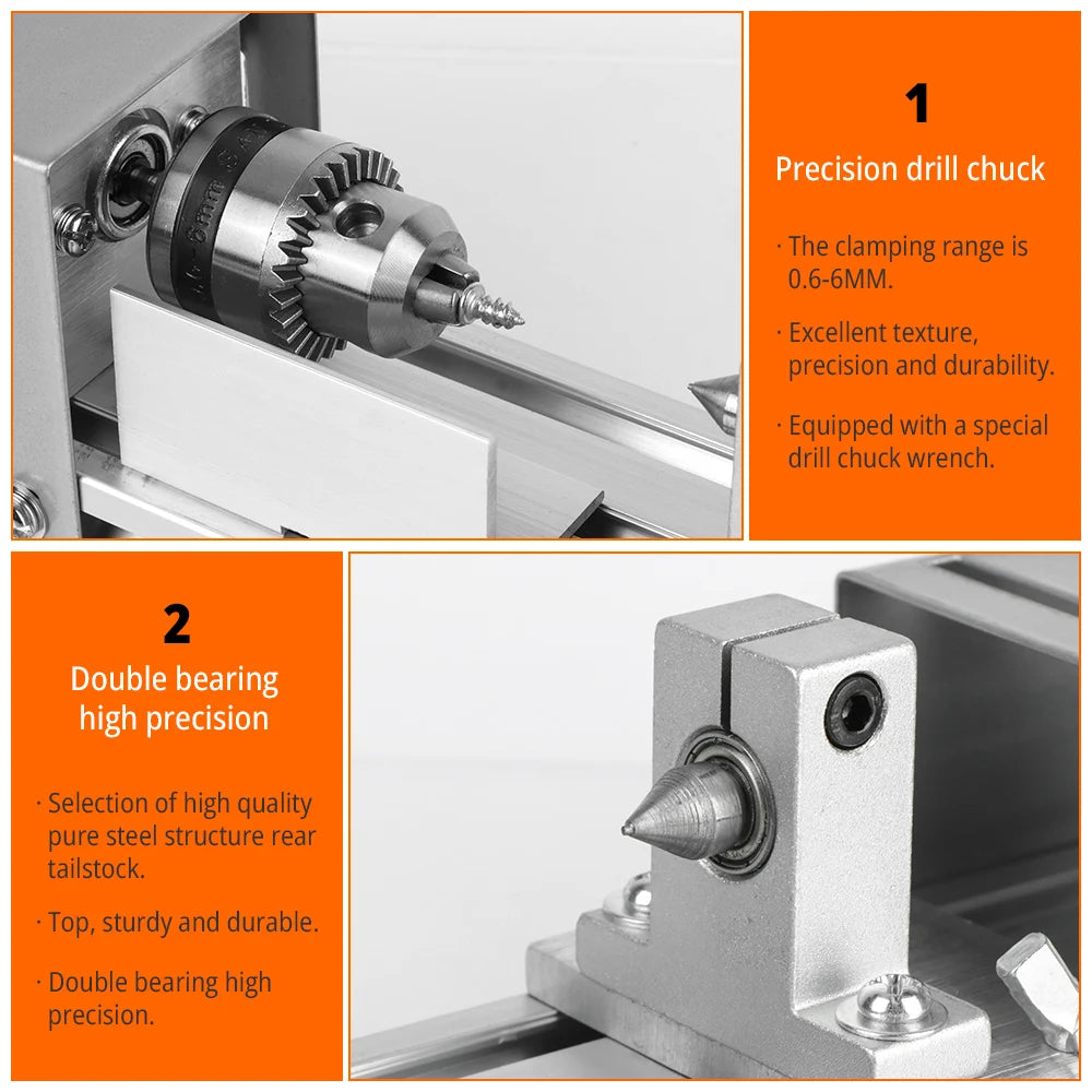 Mini Wood Lathe Machine - 12-24V DIY Rotary Tool for Woodworking, Buddha Pearl Grinding & Polishing Crafts