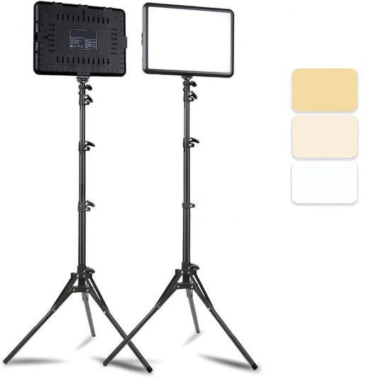 8"/12" LED Video Light Panel Kit – Photography & Streaming Studio Lamp with Tripod Stand for YouTube Live Shoots