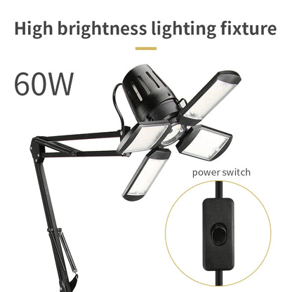 TAIDU Tattoo Workstation – Foldable LED Light 60W with Phone Holder, Tray Table, Nail Lamp & Tattoo Work Cart