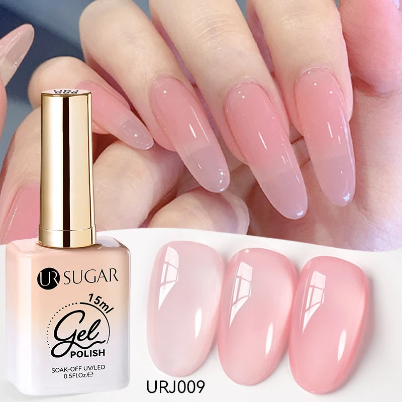 UR SUGAR 15ml Jelly Milky White Gel Polish – Translucent UV Soak Off Nail Art Varnish Semi-Permanent Fashion Nail Color