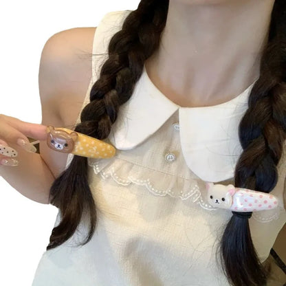 Kawaii Rilakkuma Hair Clip - Cute Cartoon Bangs Side Barrette Wave Point BB Clip Angel Wing Style Birthday Gift