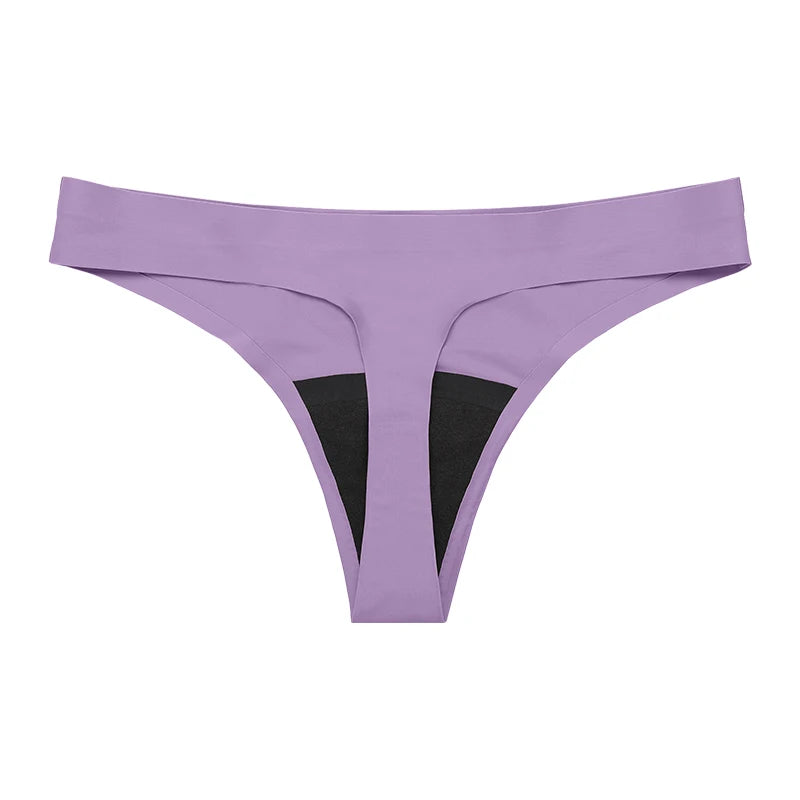 New Design Seamless Low Waist Leak-Proof Menstrual Thong Panties – 4 Layer Washable, Light Flow Period Underwear for Women