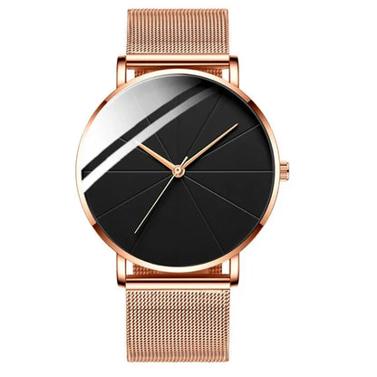 Men’s Minimalist Ultra-Thin Quartz Watch – Stainless Steel Mesh Band Business Fashion Wristwatch