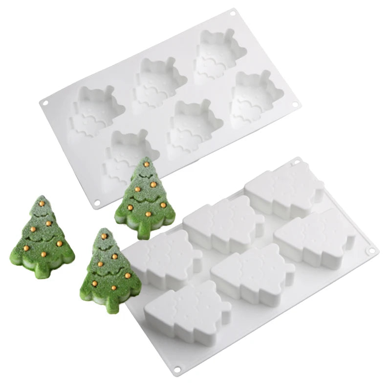 Christmas Silicone Cake Molds — Tree, Snowflake & Hat Shapes for Mousse, Chocolate & Holiday Baking