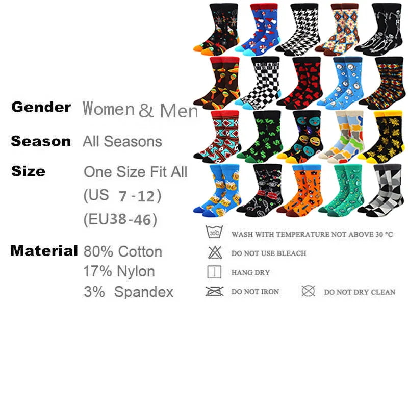 Men’s & Women’s Funny Beer Rainbow Socks – Skateboard Striped Pig Hip Hop Colorful Mid-Rise Casual Crew Cotton Socks, Unisex Fashion Novelty Socks