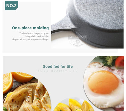 Cast Iron Frying Pan – 14/16/20cm Non-Stick Skillet for Omelettes, Pancakes & Induction Cooking