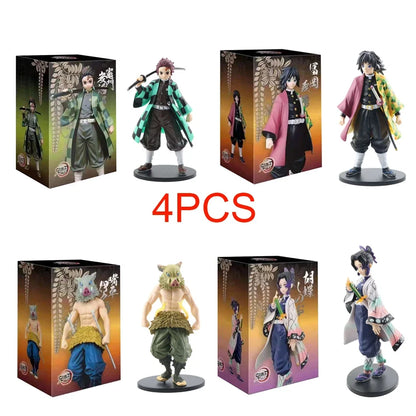 Anime Demon Slayer Kimetsu No Yaiba Action Figures – Tanjirou, Nezuko, Zenitsu & Inosuke PVC Model Toys