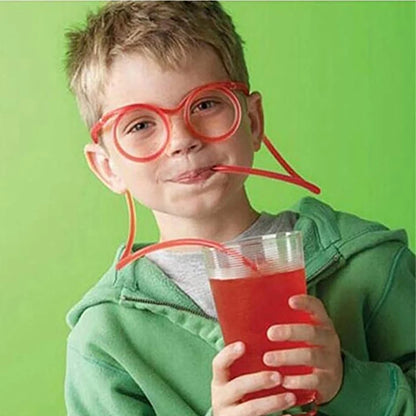 Straw Glasses - Funny Soft PVC Flexible Drinking Straws for Kids Party and Bar Supplies, Creative Toy and Accessories