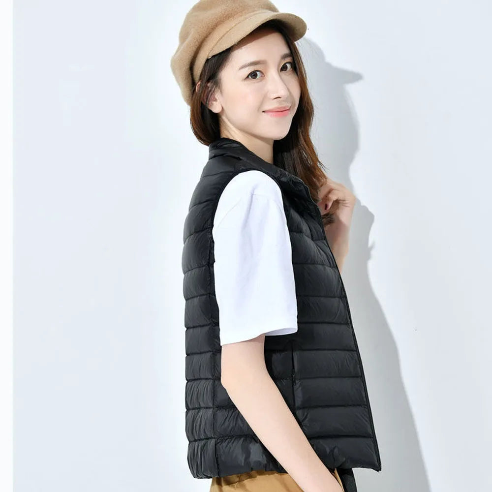 2024 Women's Ultra-Light Down Vest – Slim Sleeveless, Portable & Windproof Lightweight Waistcoat for Girls