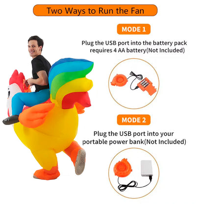 Colorful Rooster Inflatable Costume – Halloween & Holiday Party Animal Cosplay Performance Outfit