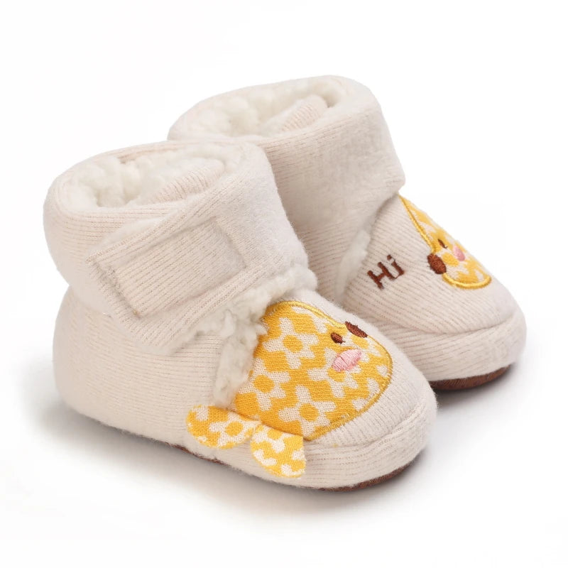 Baby Girls’ and Boys’ Cotton First Walker Shoes - Soft Cartoon Toddler Shoes for Newborns and Infants