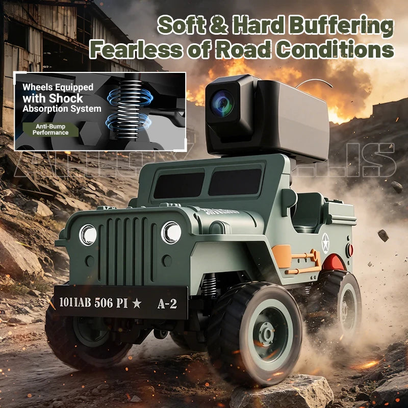 JJRC 1/64 RC Jeep Willys - 2.4G 4WD Military Off-Road Crawler Toy for Kids & Collectors