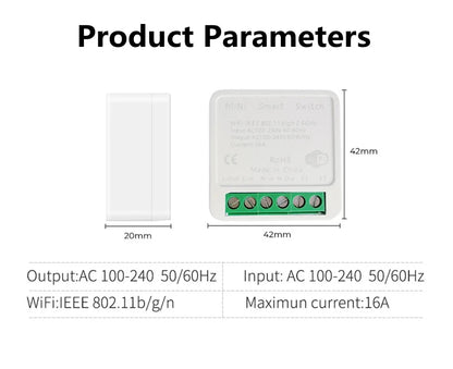 16A Mini Smart Breaker – Voice Control WiFi Switch for HomeKit, Siri, Alexa, Google, Tuya with Power Monitor