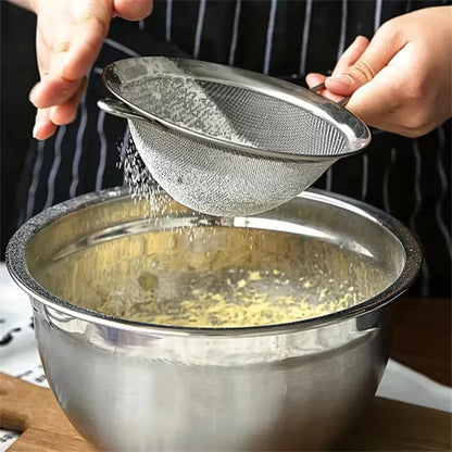 3-Pack Stainless Steel Mesh Sieve Strainers – Slotted Spoon Kitchen Filters with Long Handles for Cooking