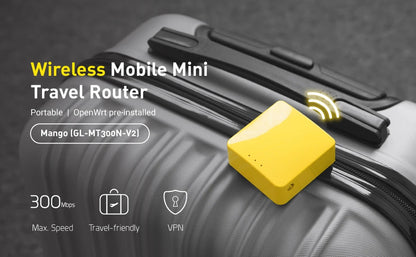 GL.iNet GL-MT300N/V2 Mango — Wireless Mini Portable VPN Travel Router & Pocket WiFi Repeater Bridge