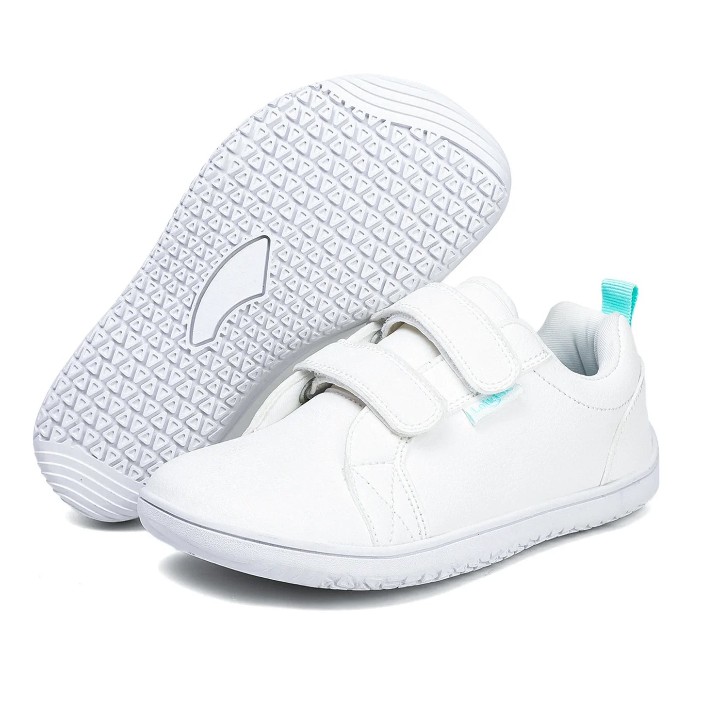 Kids Barefoot Shoes – Wide Toe Minimalist Sneakers for Boys & Girls, Lightweight Artificial Leather Walking Flats with Hook & Loop Closure