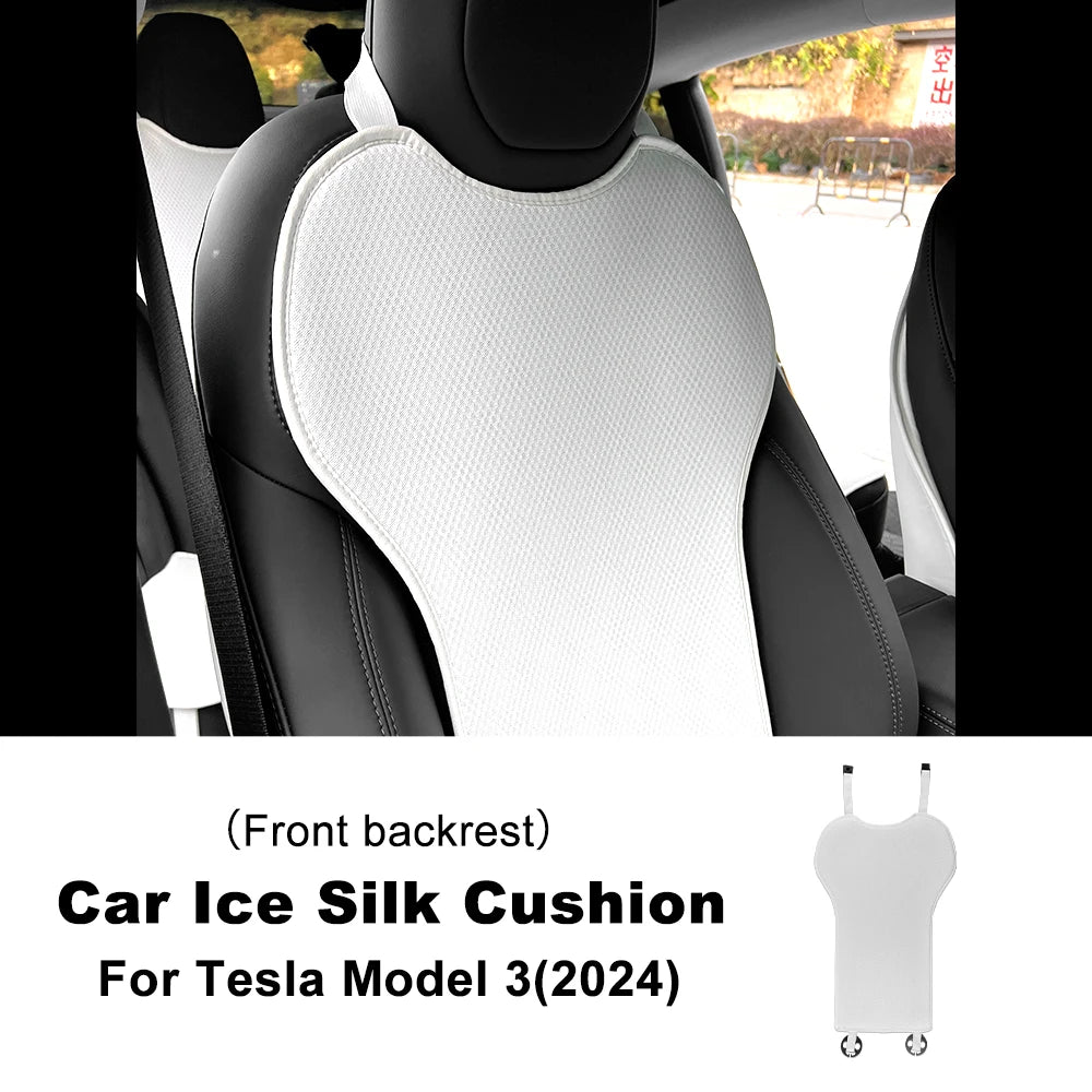 Tesla Model 3 Highland 2024 Ice Silk Car Seat Cushion – Breathable All-Season Seat Cover & Back Seat Protector Interior Accessory