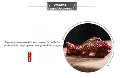 Colour-Changing Koi Carp Tea Table Ornaments – Creative Zen Desktop Decorations, Two Fish Report Happiness Teaware Accessories