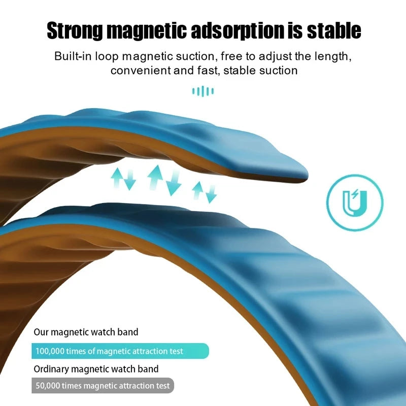 Magnetic Silicone Link Bracelet for Apple Watch Ultra | Fits 38mm-49mm | Compatible with iWatch Series 3-8 and SE