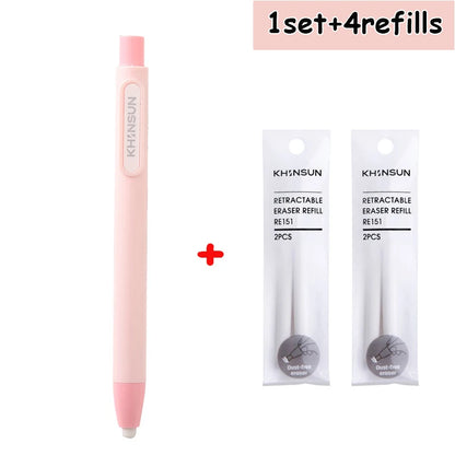 Retractable Pencil Eraser — Rubber Eraser for Writing Correction, School & Office Supplies