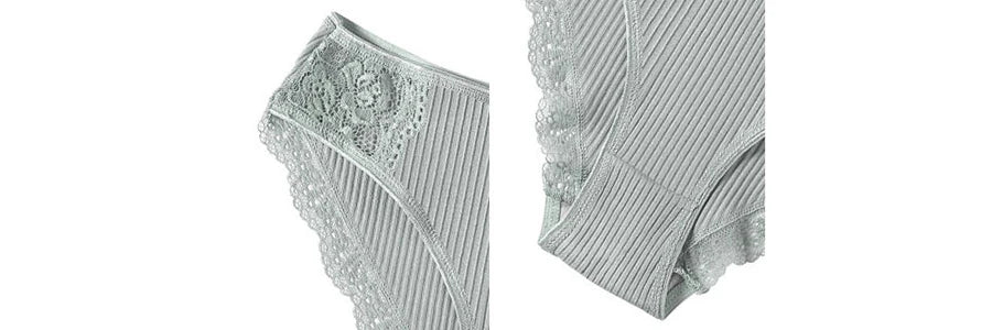 Floral Lace Cotton Women’s Panties - Comfortable Briefs, Solid Color Underwear, 3PCS/Set, Sizes M-XXL