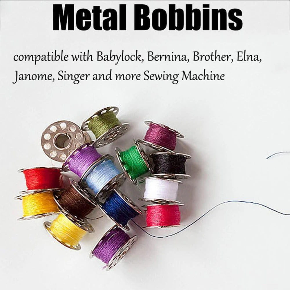 25PCS Metal Sewing Bobbins Set - Visible Mesh Storage Box for Singer Brother DIY Sewing Machine Accessories
