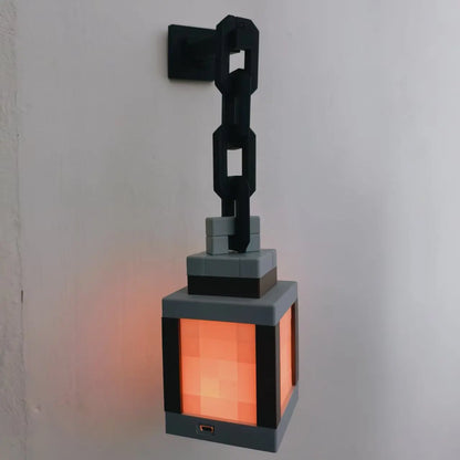 Luminous Pixel Lantern Nightlight – Rechargeable Bedroom Game Light for Kids, Home Decor Atmosphere Ornament