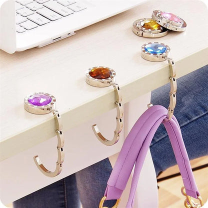 Portable Folding Handbag Holder Hook – Fashion Table Bag Hanger with Key Ring, Travel-Friendly Purse Hook Rack Organizer