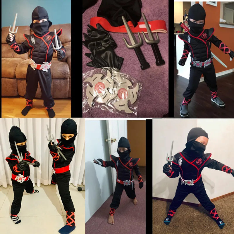 Black Ninja Costume Anime Ninja Toy Set - Samurai Mask Children's Holiday Gift Outfit