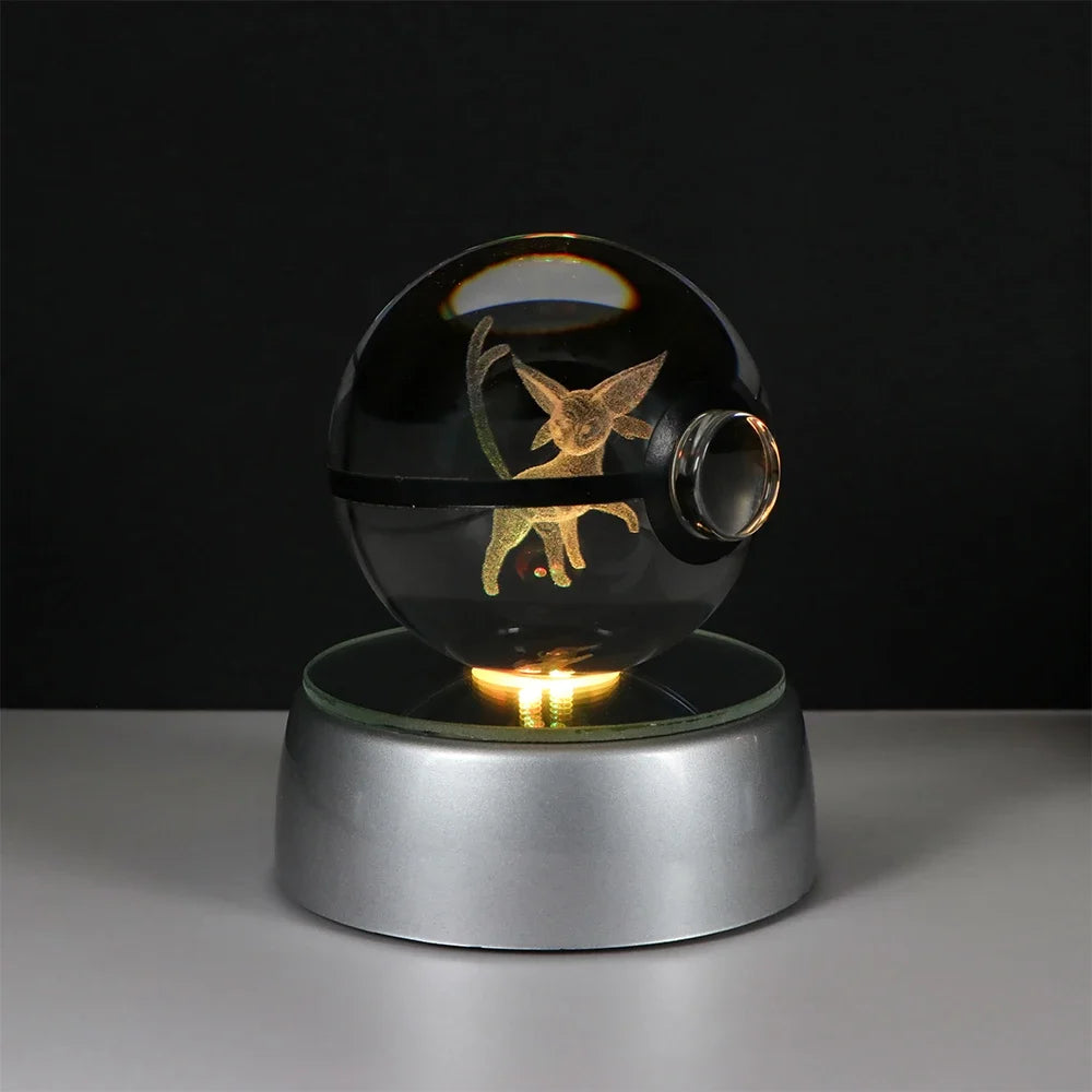Pokemon Crystal Ball Night Light – Pikachu, Gengar, Eevee, Mewtwo & Lucario LED Pokeball, Kids Birthday Gift & Home Decor