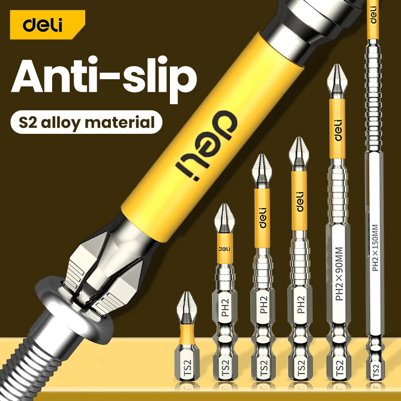 5PCS High Hardness Magnetic Phillips Drill Bit Set, Non-Slip Cross Head Screwdriver Bits 25–150mm for Electric Drill & Hand Tools