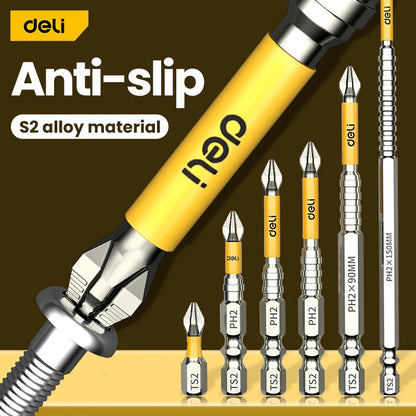 5PCS High Hardness Magnetic Phillips Drill Bit Set, Non-Slip Cross Head Screwdriver Bits 25–150mm for Electric Drill & Hand Tools